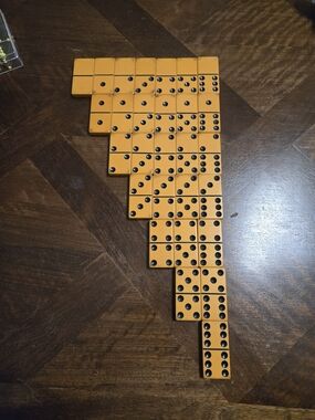 Vintage Butterscotch Bakelite Domino Set – 28 Piece Double-Six – Mid-Century